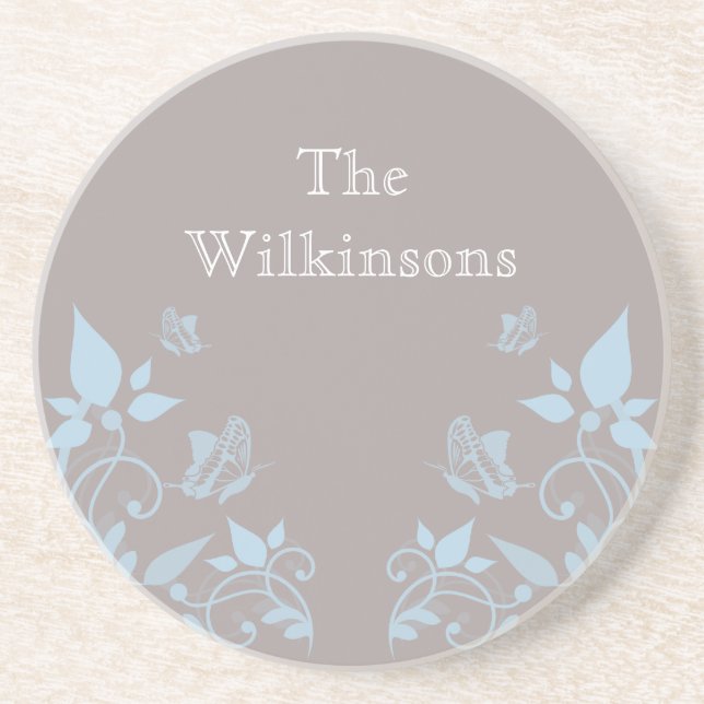 Porta copos Floral da Borboleta Azul (Frente)