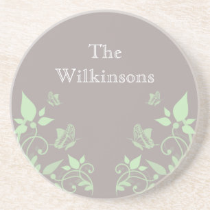 Porta copos floral da borboleta verde