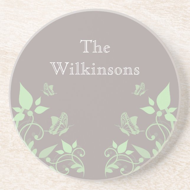 Porta copos Floral da Borboleta Verde (Frente)