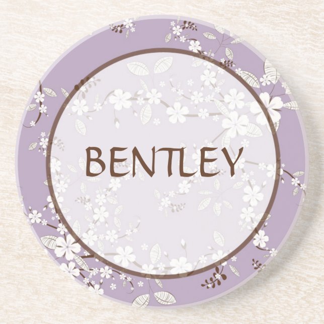 Porta copos Floral Personalizada de Bebida Roxa (Frente)