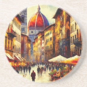 Porta-copos Florence, rua Itália com pintura Duomo