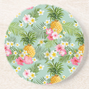 Porta-copos Flores & abacaxis tropicais