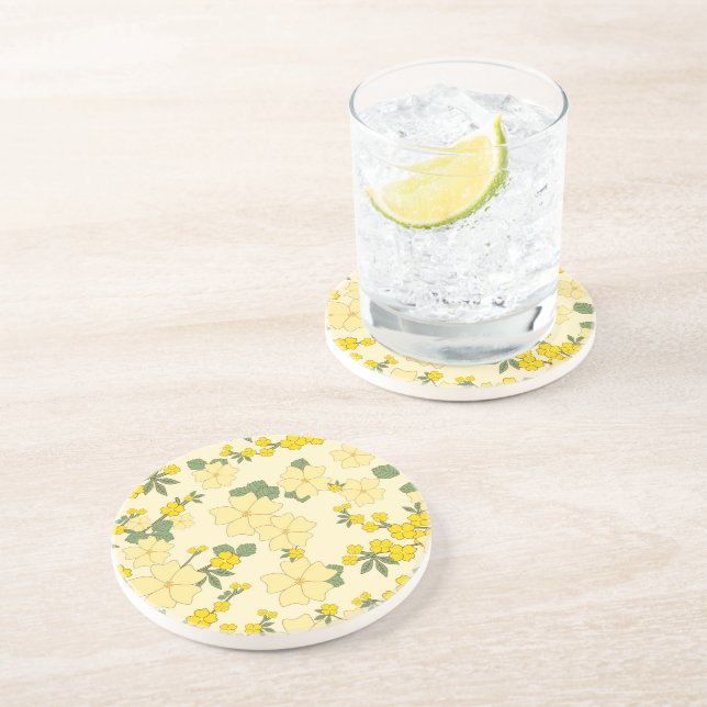 Porta-copos Flores Amarelas, Padrão Floral, Padrão De Flores (Lateral)