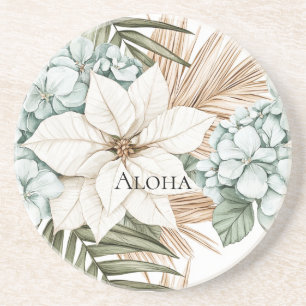 Porta-copos Flores Brancas Azuis Tropicais Casamento