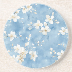 Porta-copos Flores Brancas Bonitas Azul Céu