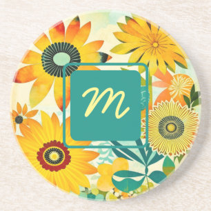 Porta-copos Flores de Arte Folclórica bonito Monogramadas