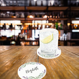 Porta-copos Flores de lavanda folhagens de eucalipto nome