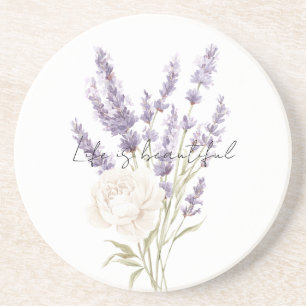 Porta-copos Flores de Lavanda Rosa Branca