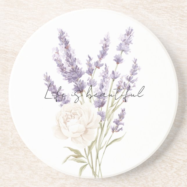 Porta-copos Flores de Lavanda Rosa Branca (Frente)
