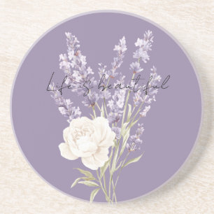 Porta-copos Flores de Lavanda Roxa Rosa Branca