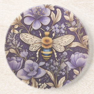 Porta-copos Flores de Lavanda Vintage Bumble Bee Purple Nature