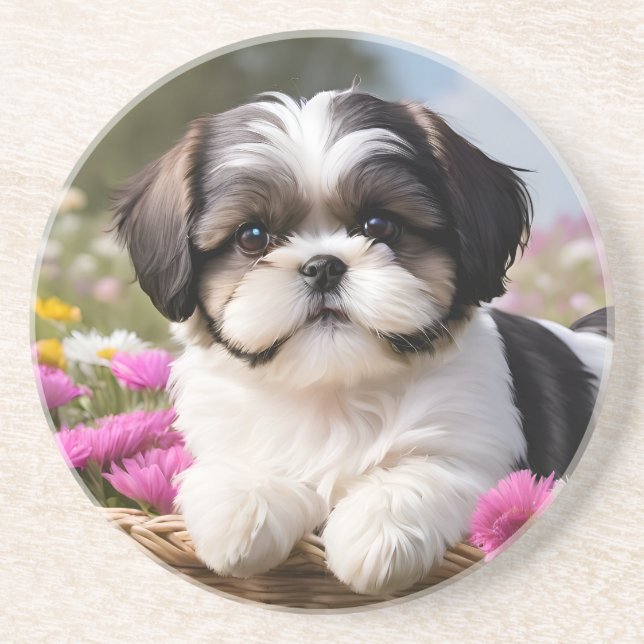 Porta-copos Flores De Pequeno Shuz Tzu Puppy Basket (Frente)