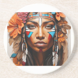 Porta-copos Flores e penas nativas