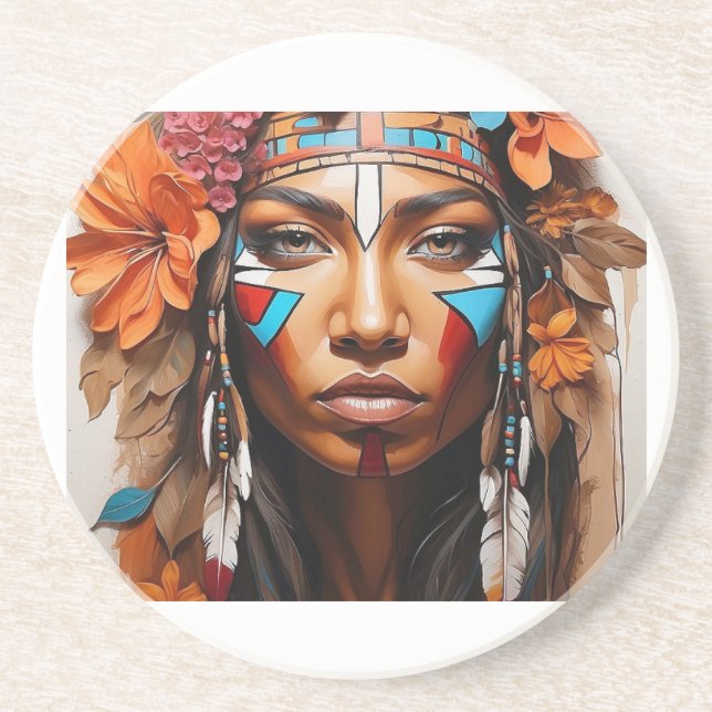 Porta-copos Flores e penas nativas (Frente)