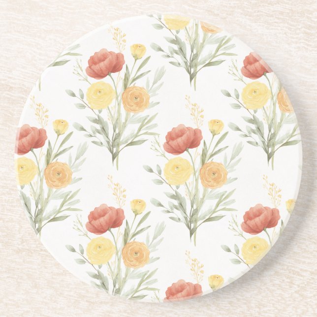 Porta-copos Flores Laranja Vermelho Amarelo (Frente)