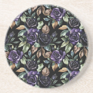 Porta-copos Flores Roxas Folhas Bronzeadas