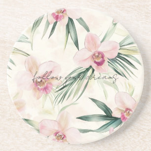 Porta-copos Flores Tropicais de Orquídeas bonito Rosa