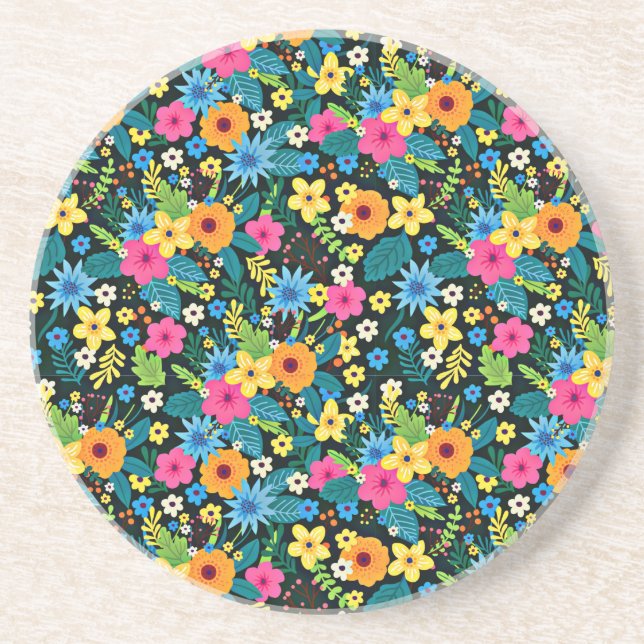 Porta-copos Flores Vibrantes Ditsy Padrão Floral-43785 (Frente)