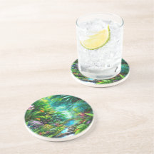 Floresta tropical com árvores e flores