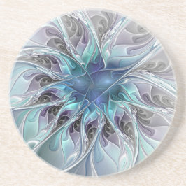 Porta-copos Flourar Abstrato Moderno Flor Fractal Com Azul
