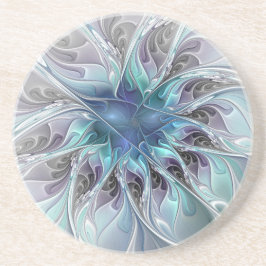Porta-copos Flourar Abstrato Moderno Flor Fractal Com Azul