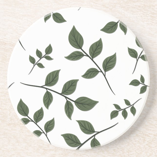 Porta-copos Folhagem com Folhas Verdes em Branco (Frente)