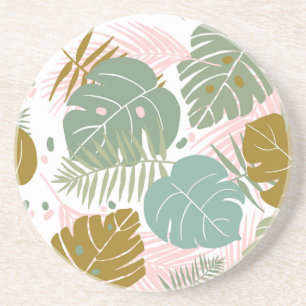 Porta-copos Folhagem Tropical - Padrão De Monstera E Folha De