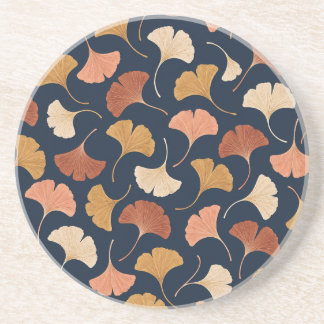 Porta-copos Folhas de Ginkgo de Outono em Terracota e Azul Mar