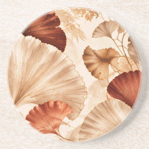 Porta-copos Folhas de Ginkgo Douradas Desenho Botânico Elegant
