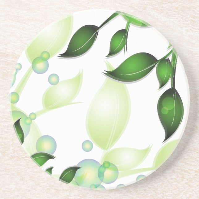 Porta-copos Folhas de jardim frescas em branco (Frente)