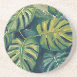 Porta-copos Folhas de Monstera Aquarela Botânica
