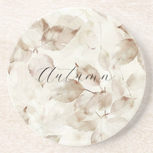 Porta-copos Folhas de Outono Bege Creme