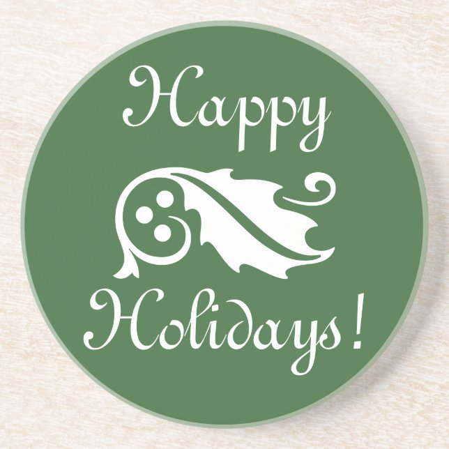 Porta-copos Folhas e bagas de Natal (Frente)