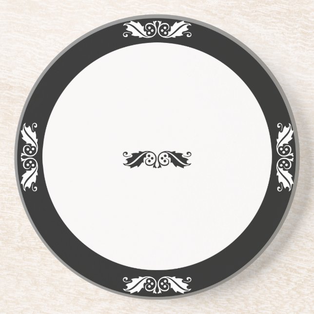 Porta copos - Folhas Holly em preto e branco (Frente)