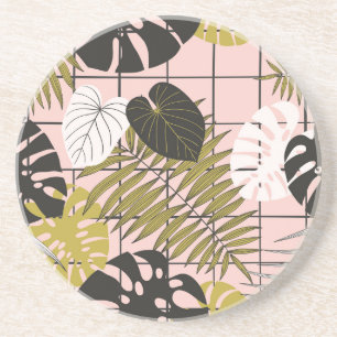 Porta-copos Folhas tropicais de palma, na moda verão.
