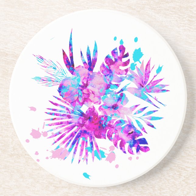 Porta-copos Folhas tropicais e brilhantes (Frente)