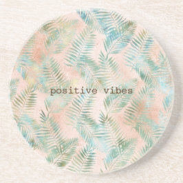 Porta-copos Folhas Tropicais Verde Água Pêssego