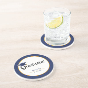 Porta-copos Formando, Chapéu, Tassel, Azul, Dourado