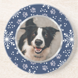 Porta-copos Foto Pet de Padrão de Pata do Floco de Neve do ma