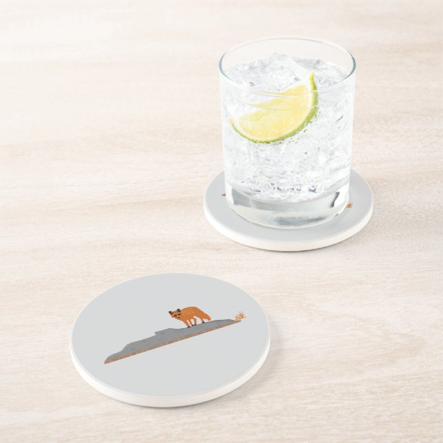 Porta-copos 🦊 Fox on the Rock Sandstone Coasters (Lateral)