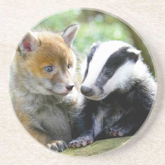 Porta-copos Foxcub e Badger Cute! (Frente)