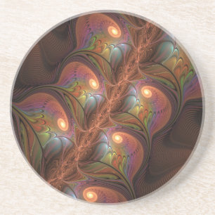 Porta-copos Fractal Castanho Abstrato fluorescente colorido
