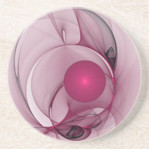 Porta-copos Fractal Sinuoso, Arte Abstrato Moderno Rosa Berry