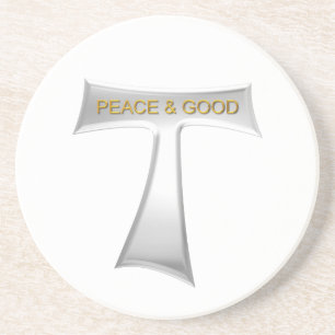 Porta-copos Franciscan Tau Cross Peace and Good Silver & Doura