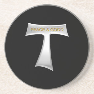 Porta-copos Franciscan Tau Cross Peace and Good Silver & Doura