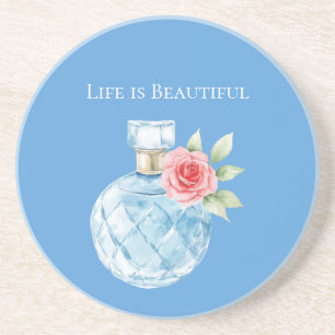 Porta-copos Frasco de Perfume Rosa Azul Água Branco