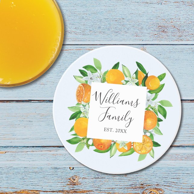Porta-copos Frutas laranja e Flores Flora botânica de verão (In situ)