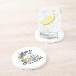 Porta-copos Fueled by Coffee & Fiction Sandstone Coaster