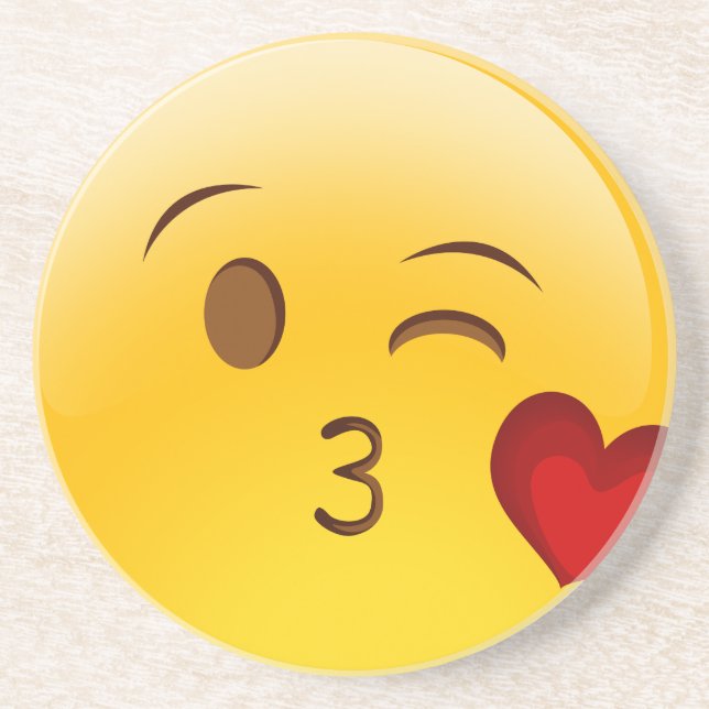 Porta-copos Funda uma etiqueta do emoji do beijo (Frente)