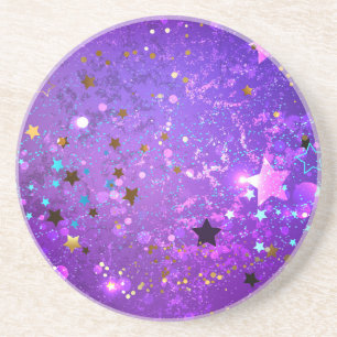 Porta-copos Fundo de folhas roxas com estrelas